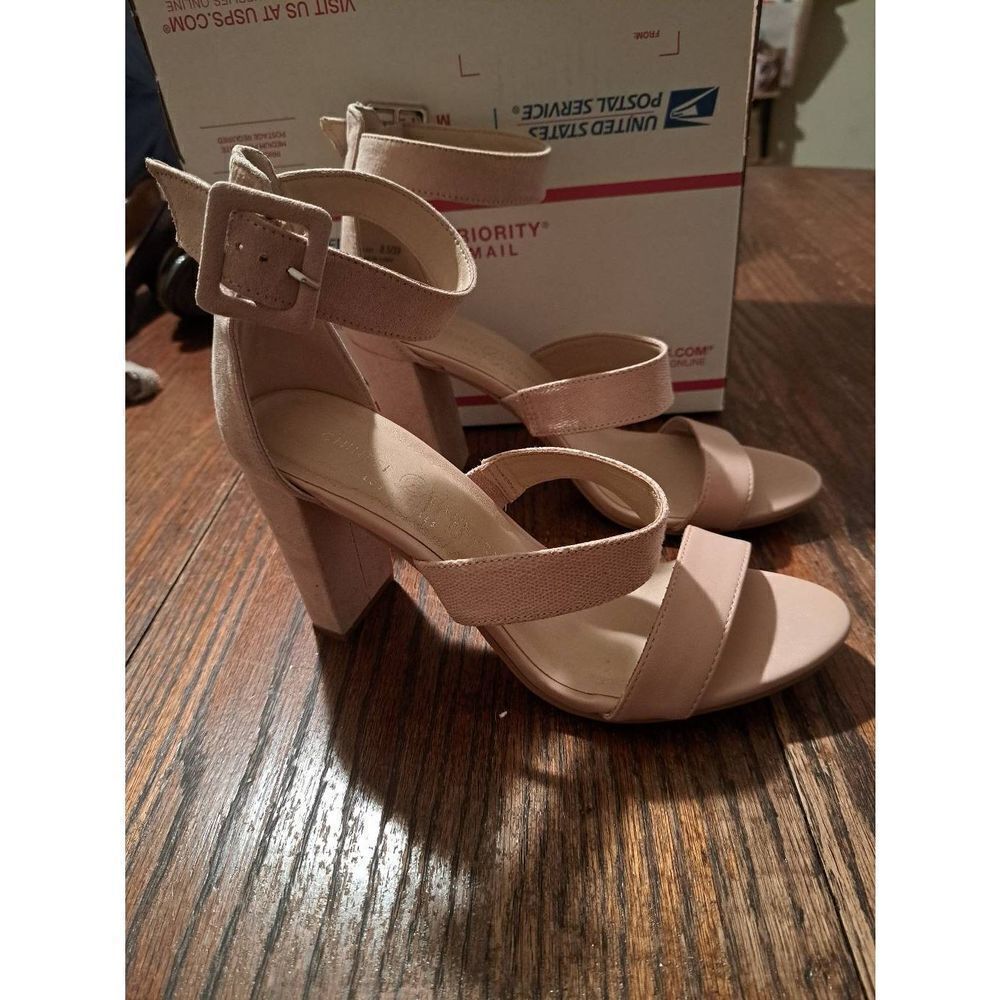 8M Chinese Laundry Tan Khaki Nude Ooen Toe Ankle Strap Chunky High Heel …